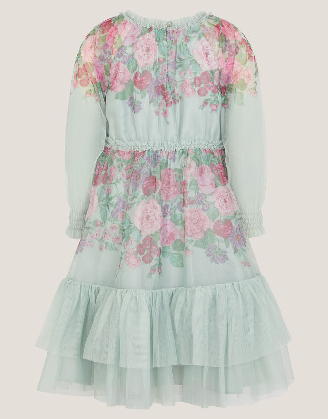Nadia Long Sleeve Floral Tulle Party Dress, Green (SAGE), large