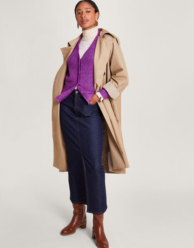 Super-Soft Ribbed Knit Cardigan, Purple (PURPLE), large