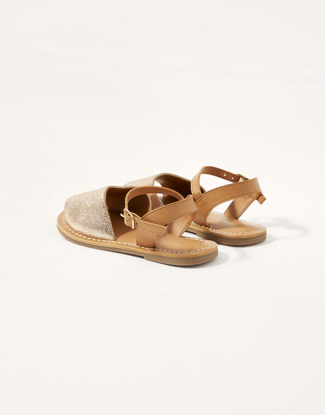 Zeta Peep-Toe Leather Sandals , Gold (ROSE GOLD), large