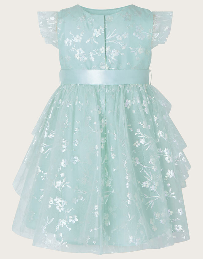 Baby Pia Tiered Foil Print Dress, Green (MINT), large