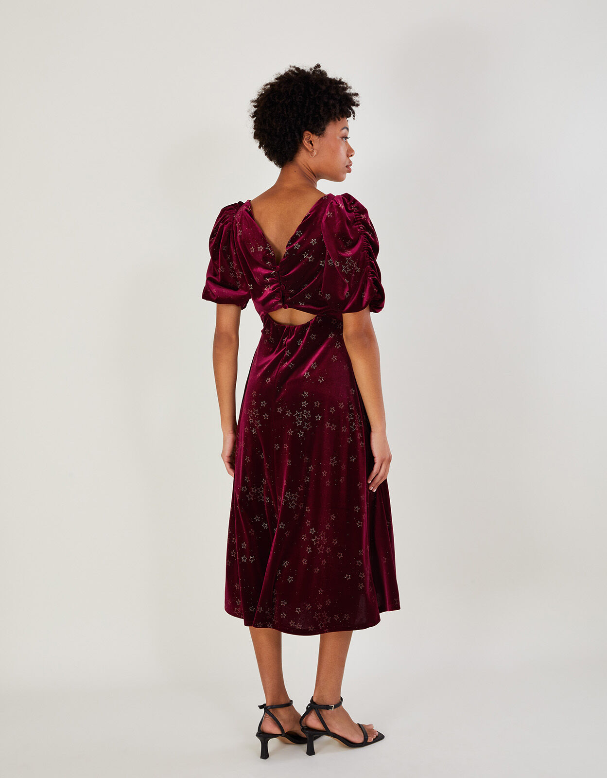 Monsoon red velvet dress sales