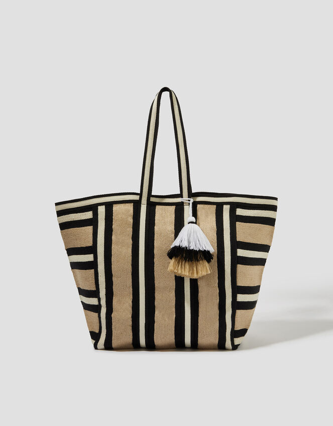 Ari Metallic Stripe Canvas Beach Bag | Bags & Purses | Monsoon Global.