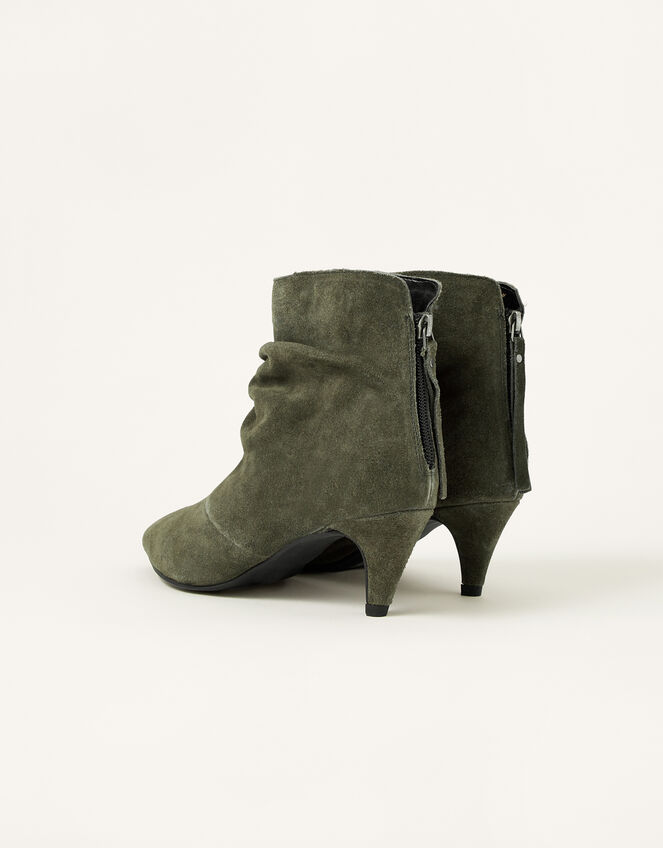 Slouch Suede Kitten Boots, Green (KHAKI), large