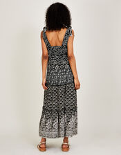 Stitch Detail Jersey Maxi Dress in Sustainable Cotton, Black (BLACK), large