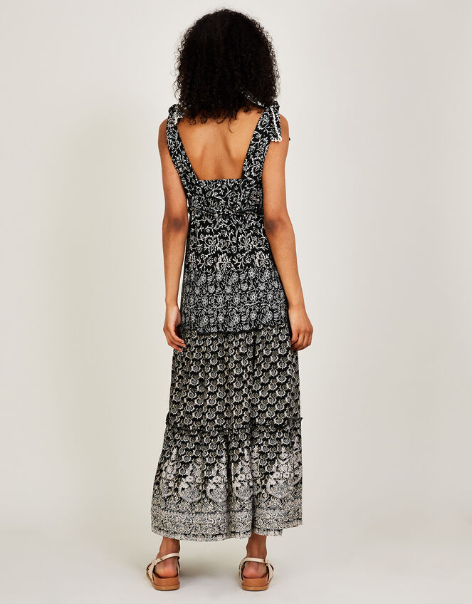 Stitch Detail Jersey Maxi Dress in Sustainable Cotton, Black (BLACK), large