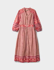 East Devyn Hand Woodblock Cotton Dress, Pink (PINK), large