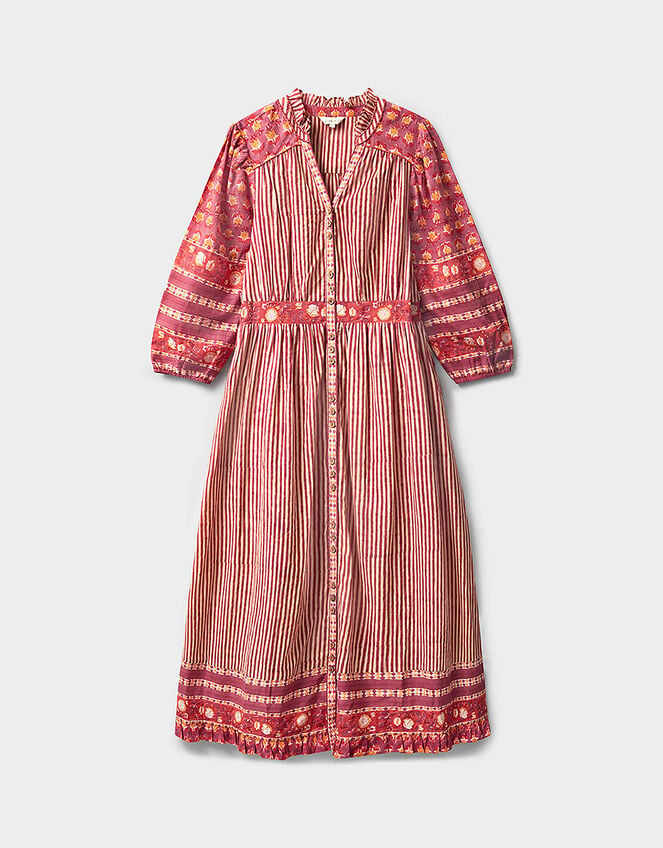 East Devyn Hand Woodblock Cotton Dress, Pink (PINK), large