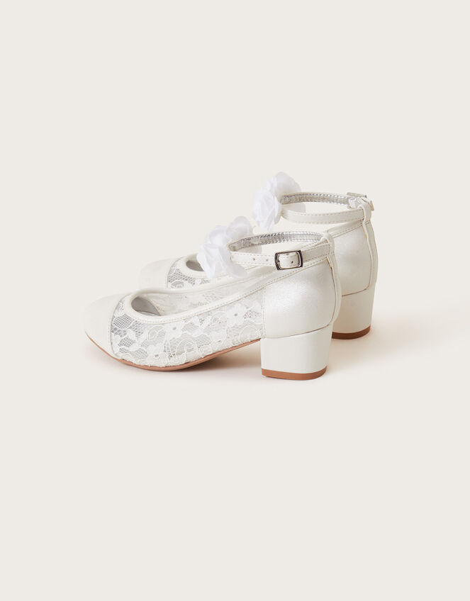 Flower Strap Lace Princess Shoes, Ivory (IVORY), large