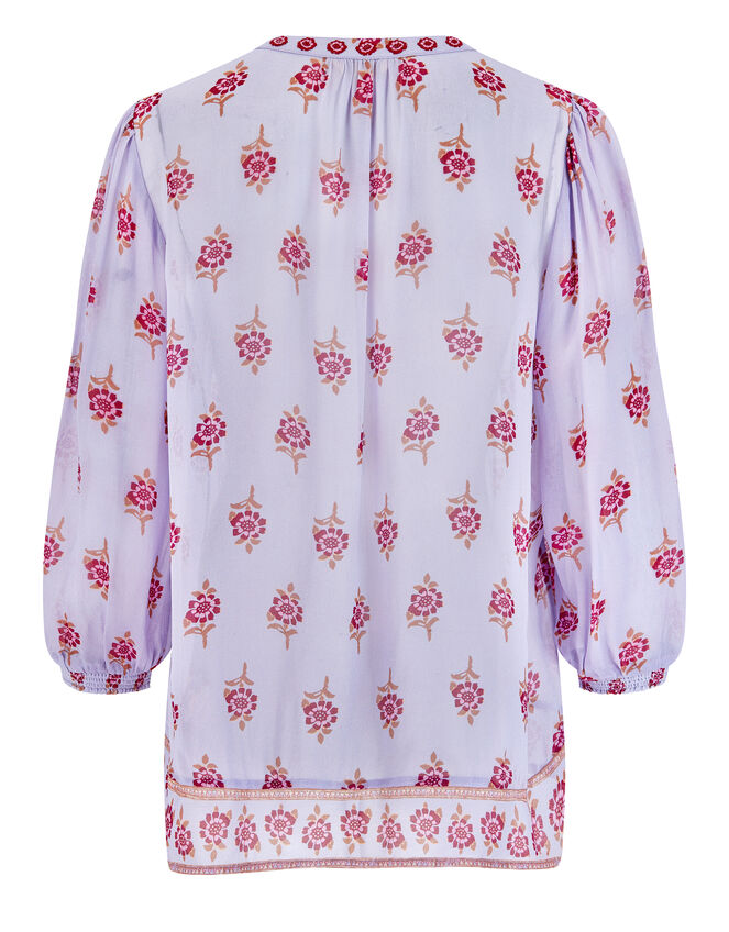 East Stine Floral Print Blouse, Purple (LILAC), large