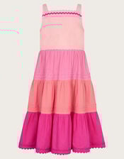 Ric Rac Color Block Tiered Dress, Pink (PINK), large