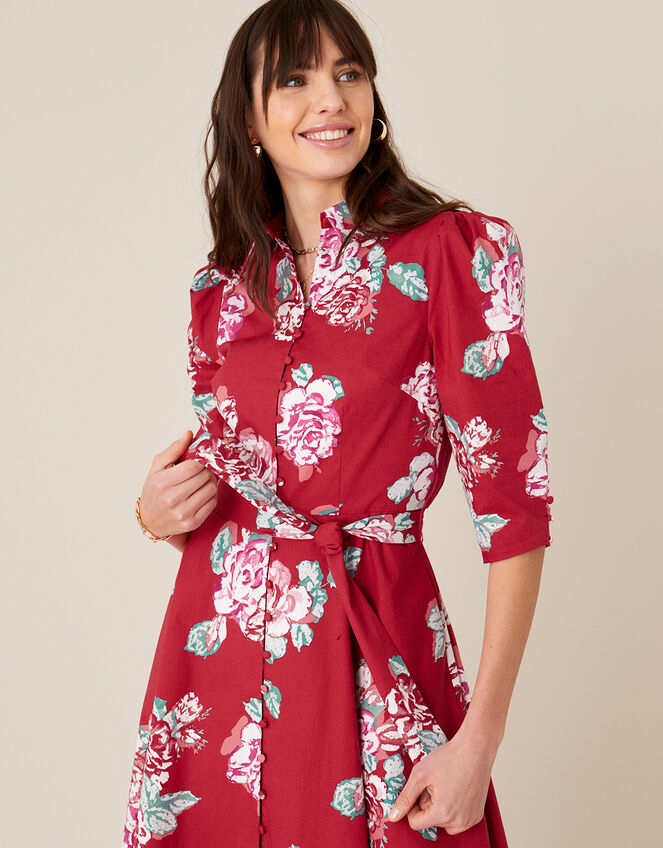 Robyn Rose Floral Shirt Dress Red | Shirt Dresses | Monsoon US.
