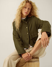 Naya High Neck Knitted Jacket, Green (KHAKI), large