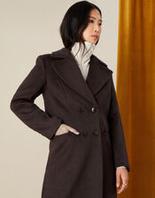 Bea Pea Coat in Wool Blend, Brown (CHOCOLATE), large