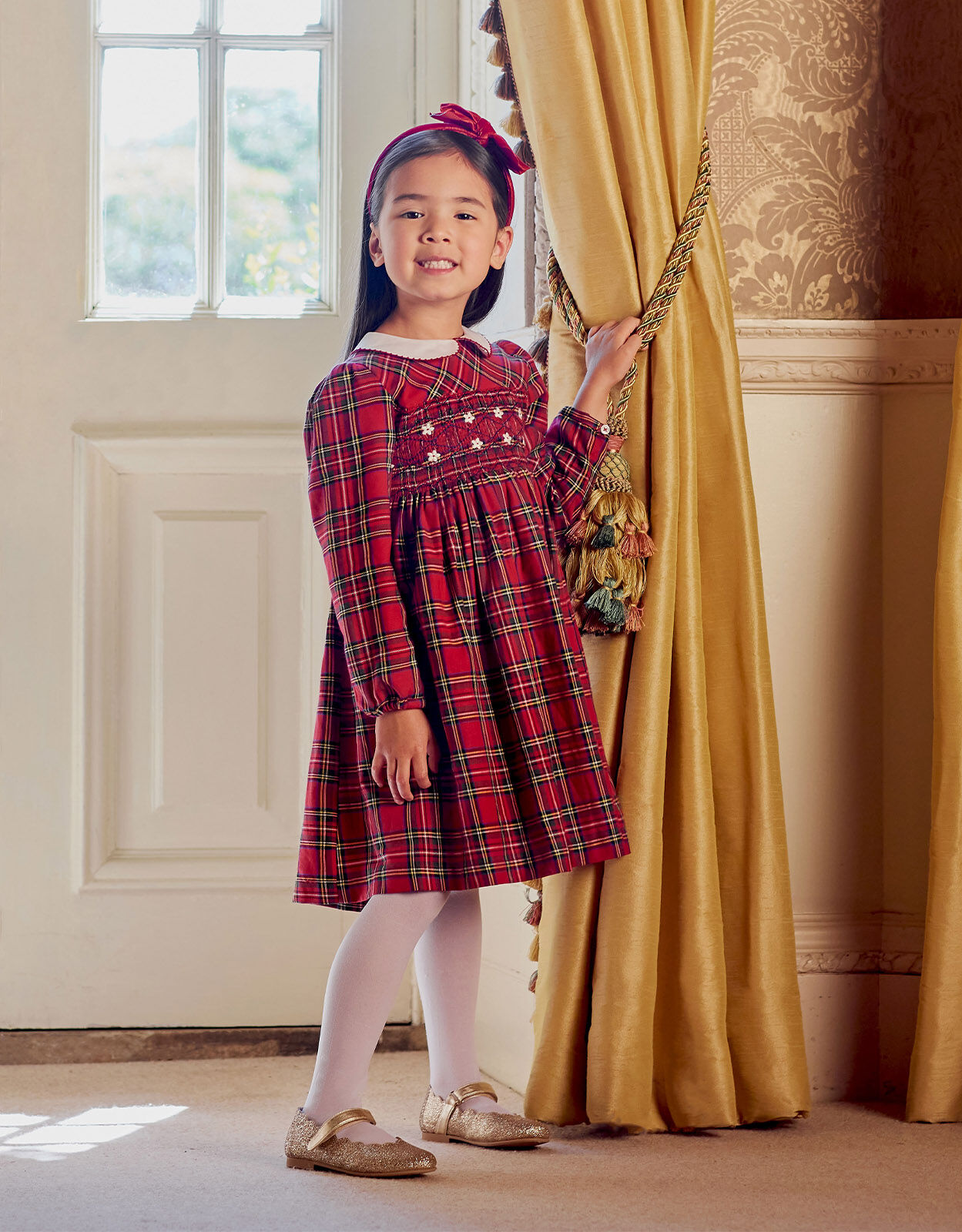 Trotters Charlotte Smocked Dress Red