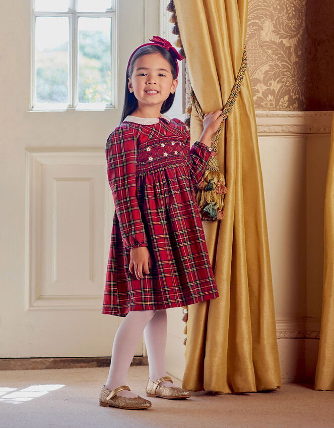 Trotters Charlotte Smocked Dress, Red (RED), large