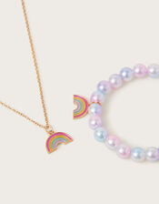 Rainbow Charm Necklace and Bracelet Set, , large