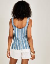Stripe Cami Top in Sustainable Cotton, Blue (BLUE), large