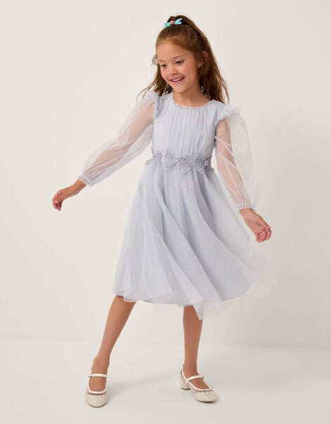 Dahlia Bow Embellished Tulle Party Dress, Blue (PALE BLUE), large