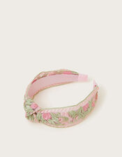 Embroidered Floral Knot Headband, , large