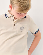 Palm Jersey Polo Shirt & Shorts Set, Natural (STONE), large