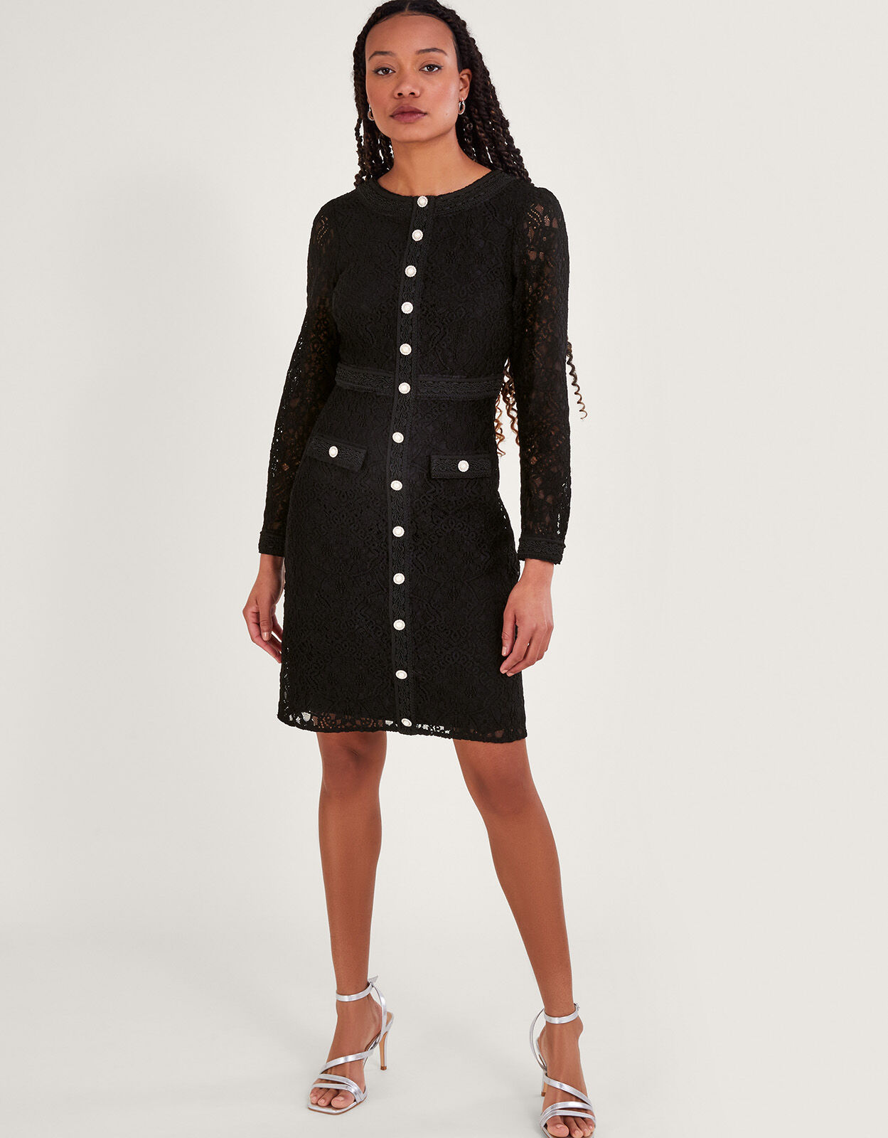 Lillian Lace Shift Dress Black