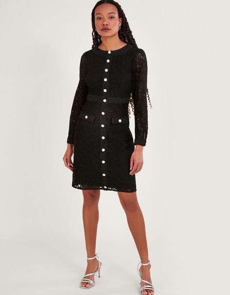 Lillian Lace Shift Dress, Black (BLACK), large