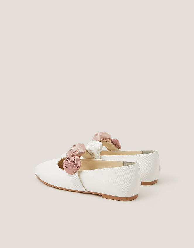 Rosette Strap Ballet Flats, Ivory (IVORY), large