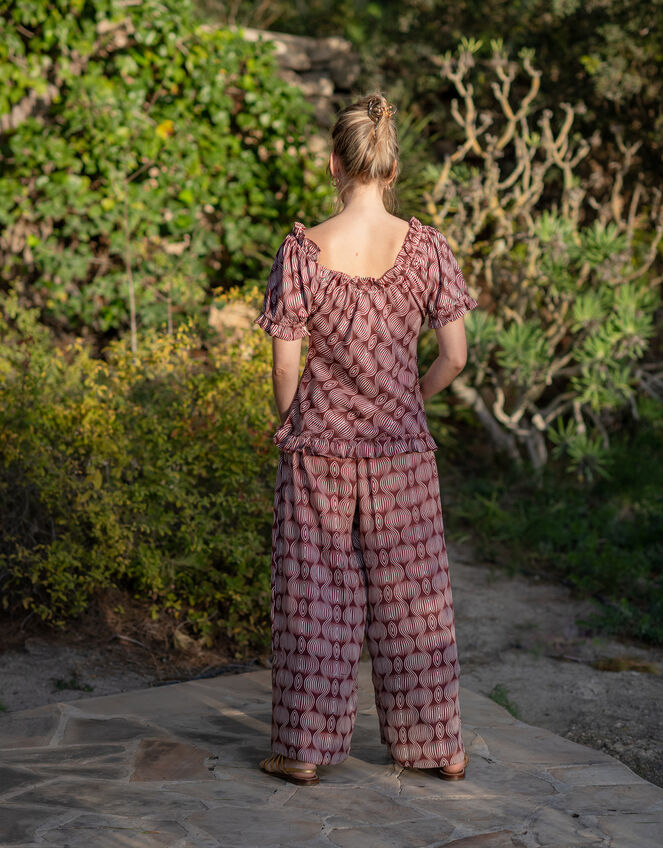 Lyrical Sisters Hourglass Print Top, Brown (BROWN), large