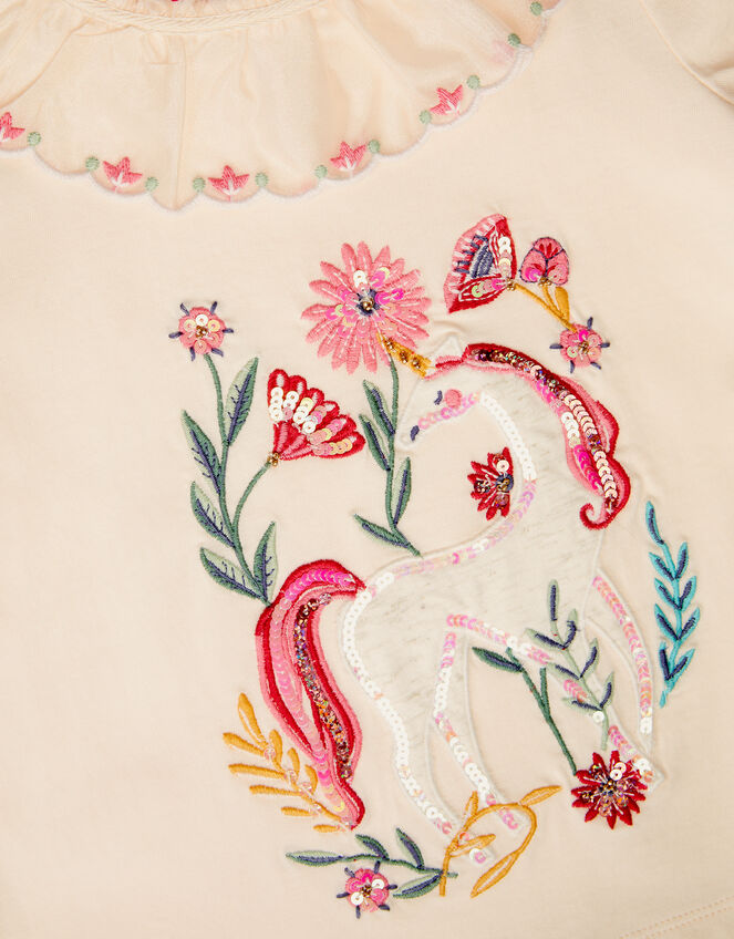 Sequin Unicorn Collar Top, Ivory (IVORY), large