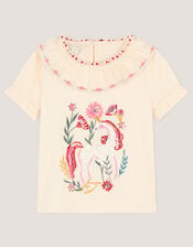 Sequin Unicorn Collar Top, Ivory (IVORY), large