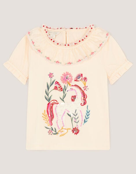 Sequin Unicorn Collar Top, Ivory (IVORY), large