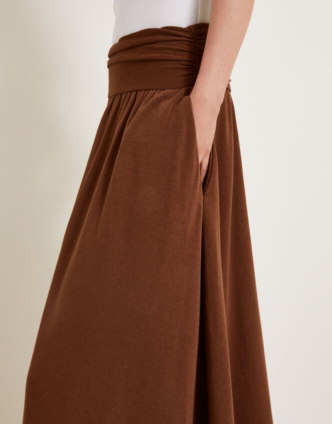 Jourdana Jersey Midi Skirt, Brown (BROWN), large