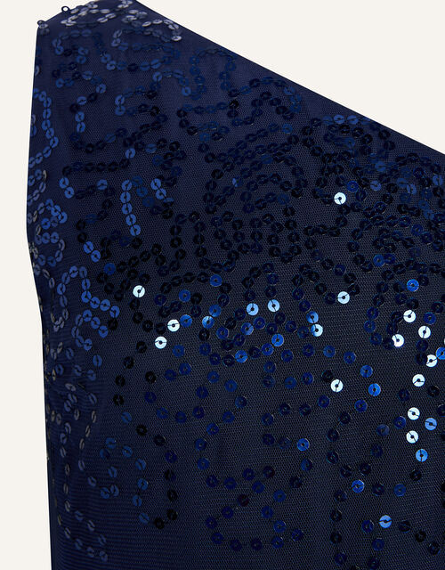 Eilish One-Shoulder Maxi Prom Dress, Blue (NAVY), large