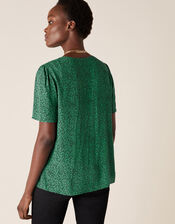 Printed V-Neck Top with LENZING™ ECOVERO™, Green (GREEN), large