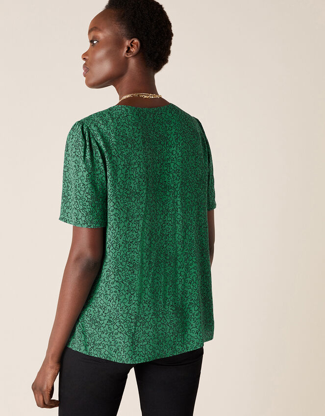Printed V-Neck Top with LENZING™ ECOVERO™, Green (GREEN), large