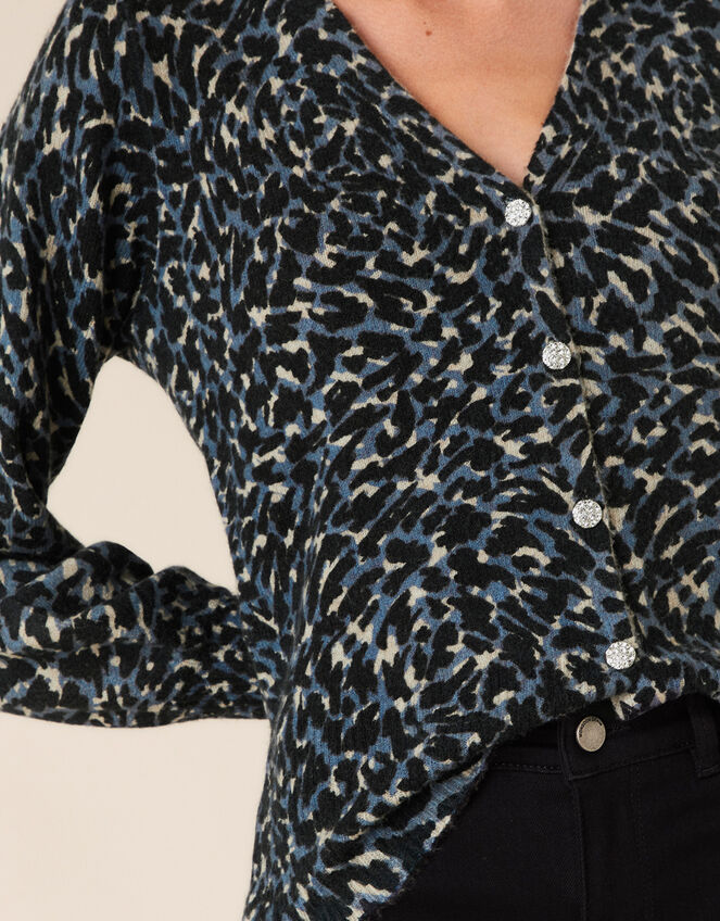 Leopard Sparkle Button Knit Cardigan, Multi (MULTI), large