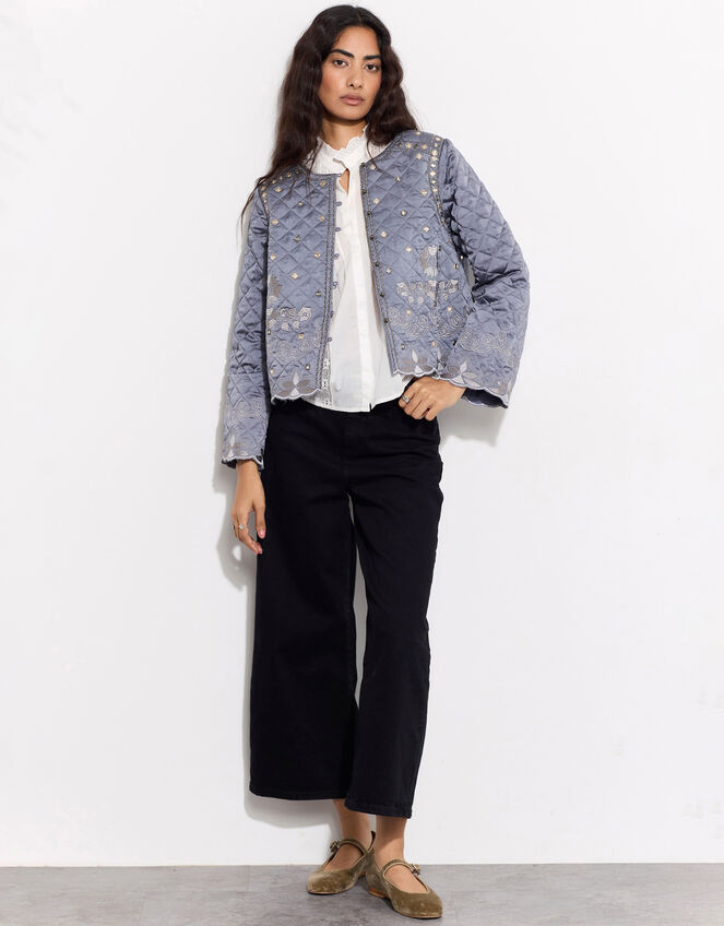 East Quilted Velvet Jacket, Grey (GREY), large