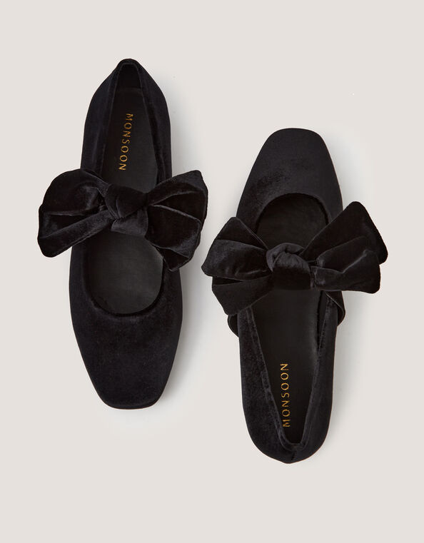 Jolie Velvet Mary Jane Ballet Flats, Black (BLACK), large