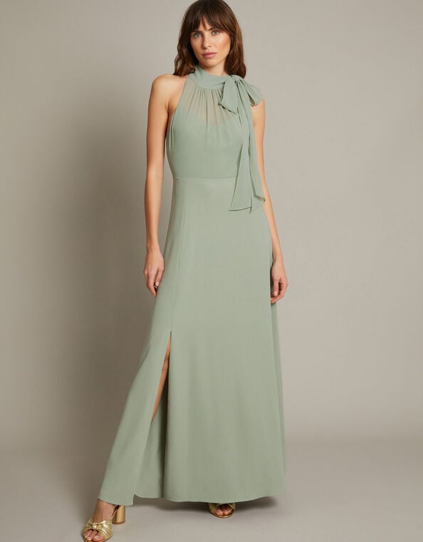 Monika Halter Chiffon Maxi Dress, Green (SAGE), large