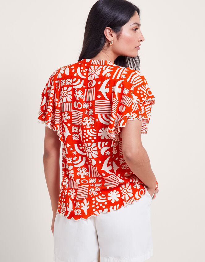 Dario Print Pleat Top, Red (RED), large