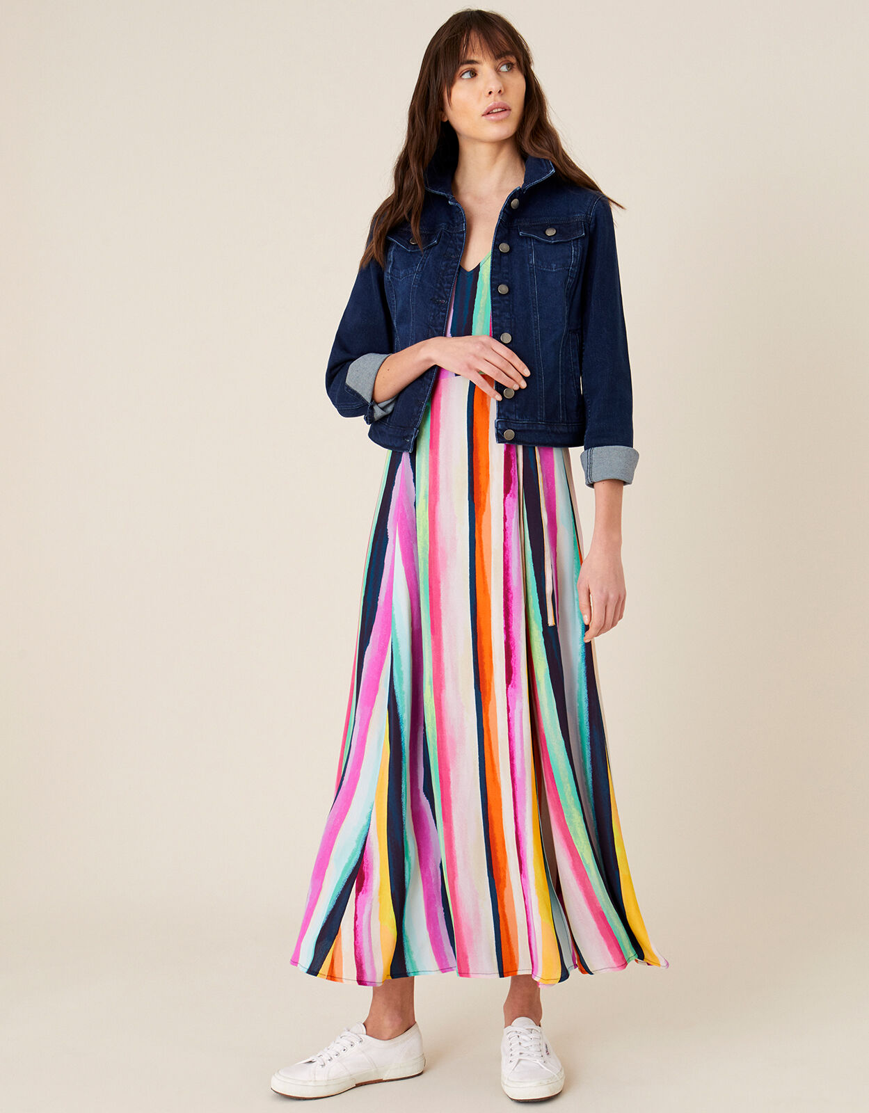 Monsoon striped cheap maxi dress