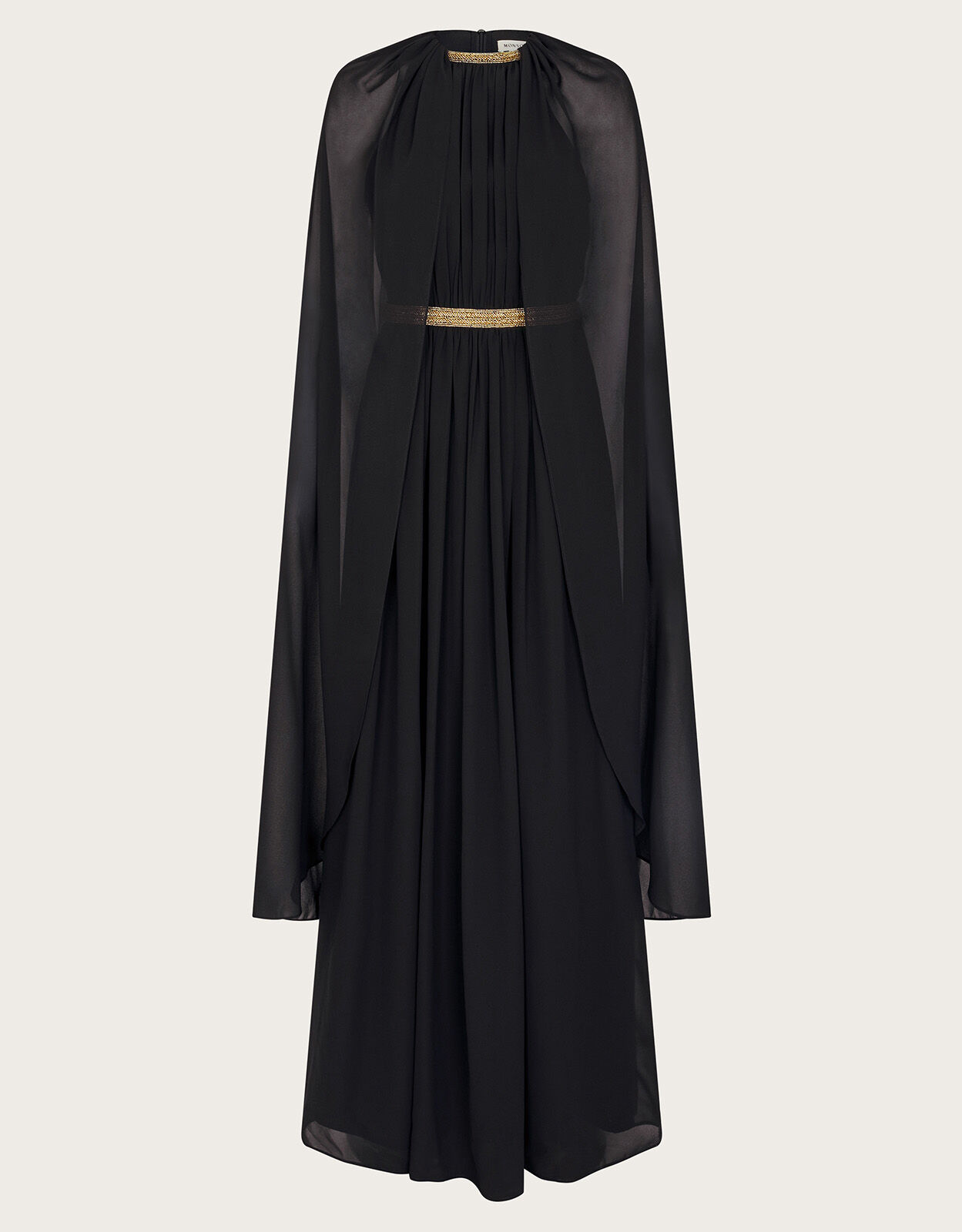 Black cape dress long clearance