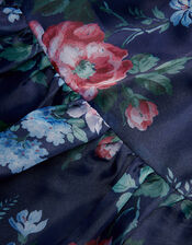 Floral Organza Puff Sleeve Dress, Blue (BLUE), large