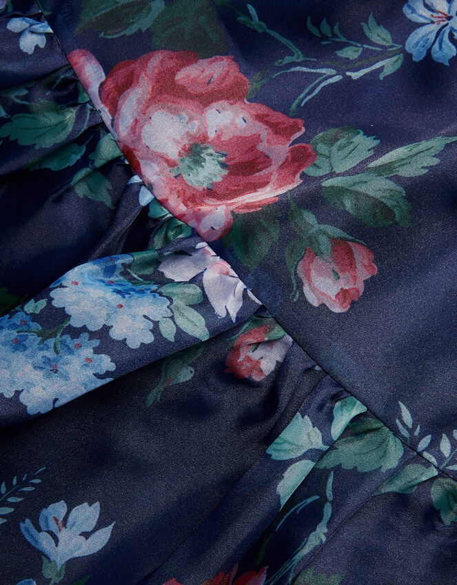 Floral Organza Puff Sleeve Dress, Blue (BLUE), large