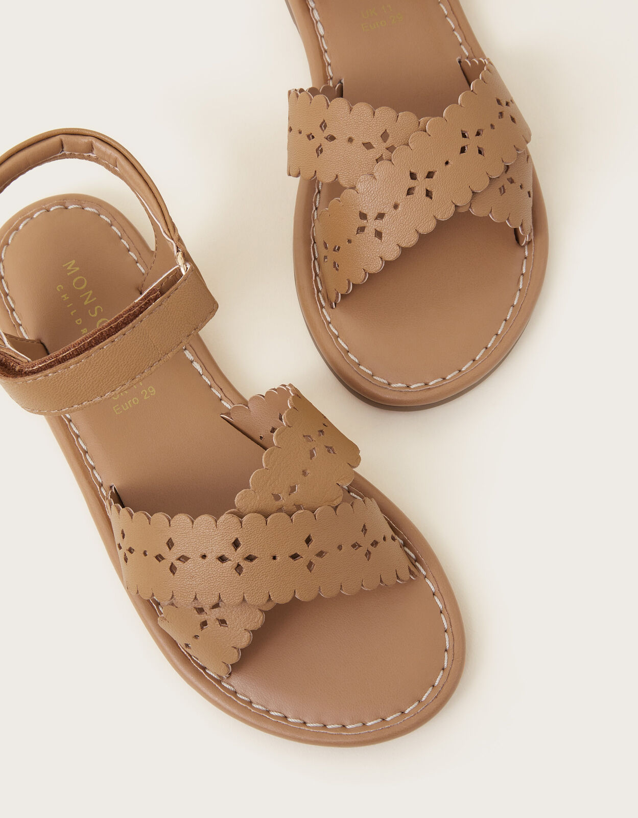 Leather Cutwork Sandals Tan