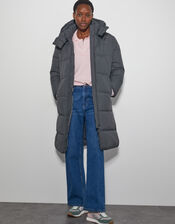 Lissy Long Hooded Puffer Coat, Grey (CHARCOAL), large