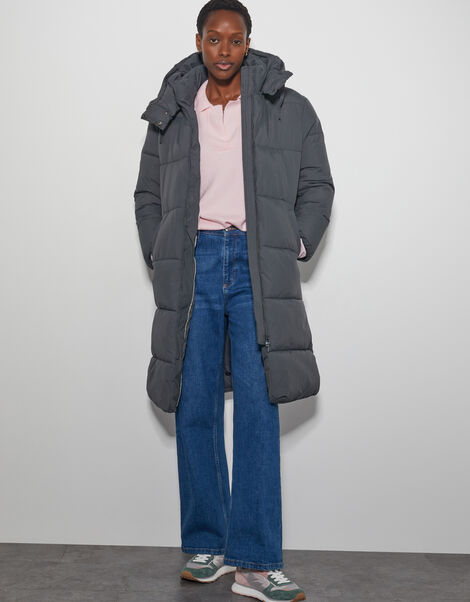 Lissy Long Hooded Puffer Coat, Grey (CHARCOAL), large