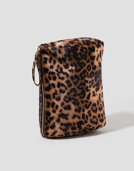 Leopard Print Velvet Make Up Bag, , large