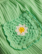 Crochet Pocket Cheesecloth Skirt, Green (GREEN), large