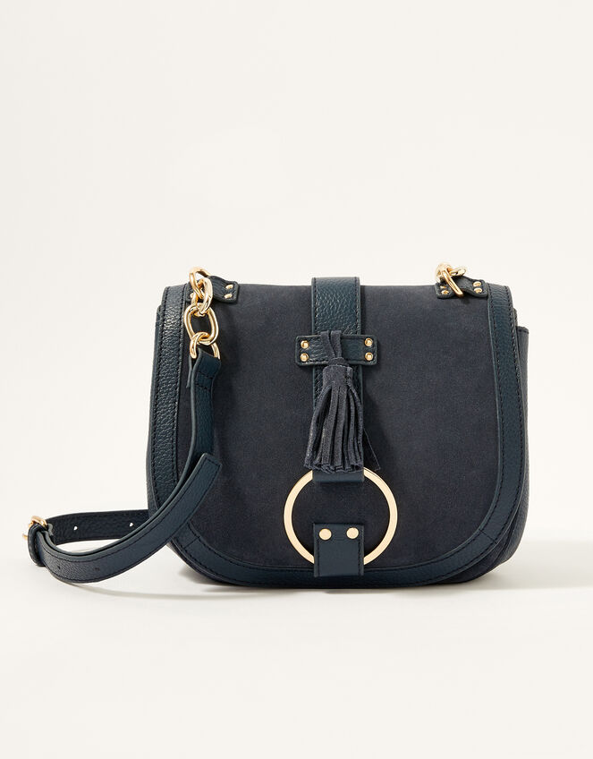 Leather Cross-Body Saddle Bag, , large